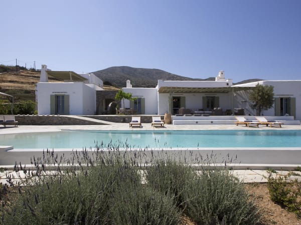 Thekla and its fabulous 20m-long infinity pool seen from the gardens.